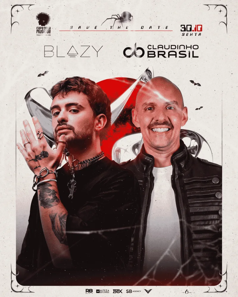 Cartaz: Blazy + Claudinho Brasil Halloween Edition no Café de la Musique Vila Velha