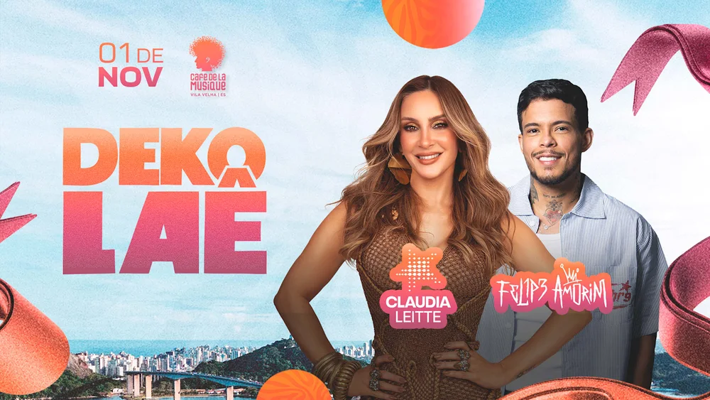 Cartaz: Claudia Leitte + Felipe Amorim Dekolaê no Café de la Musique Vila Velha